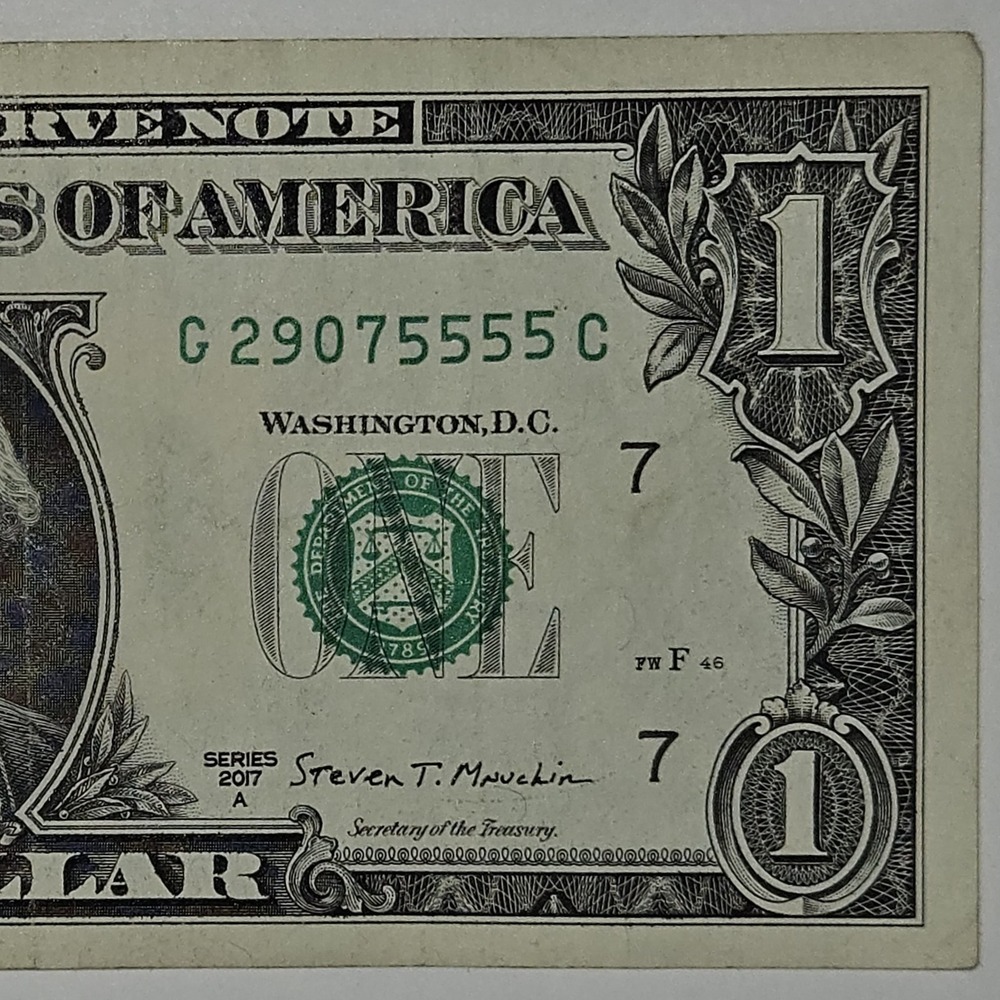 Series 2017A One Dollar Bill Fancy‎ Quad Note G29075555C Chicago District (B254)